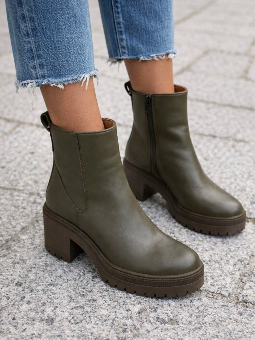 Sam & Libby Olive Platform Moto Ankle Boots